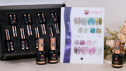 Nadeco UV Gel Polish Kit Set Of 8, 15ml each, Aurora Jelly &amp; Iridescent Palette, Model - E