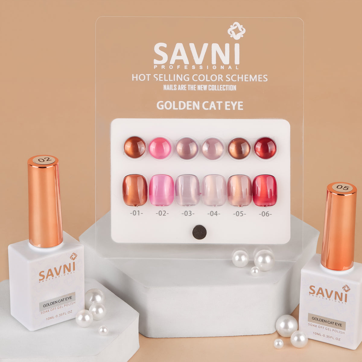 Savni Core-6 Golden Cat Eye UV Gel Polish Set of 6 - 10ml each