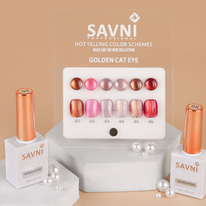 Savni Core-6 Golden Cat Eye UV Gel Polish Set of 6 - 10ml each