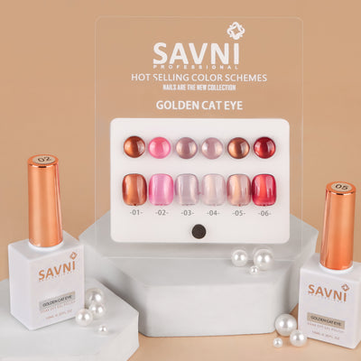 Savni Core-6 Golden Cat Eye UV Gel Polish Set of 6 - 10ml each