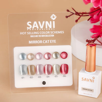 Savni Core - Mirror 2  Cat Eye UV Gel Polish kit, Set Of 6pcs-10ml Each
