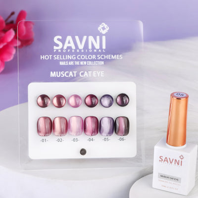 Savni Core - Muscat Cat Eye UV Gel Polish Kit, Set Of 6pcs-10ml Each