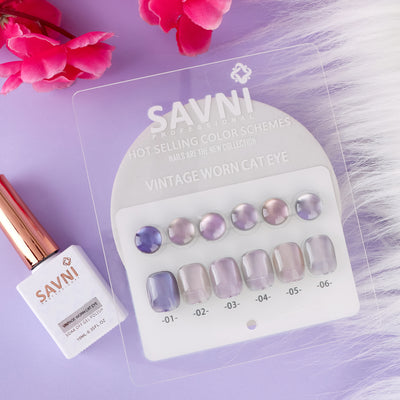 Savni Core - Vintage Worn Cat Eye UV Gel Polish Kit, Set Of 6pcs-10ml Each