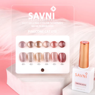 Savni Core - Pinecone Cat Eye UV Gel Polish Kit, Set Of 6pcs-10ml Each