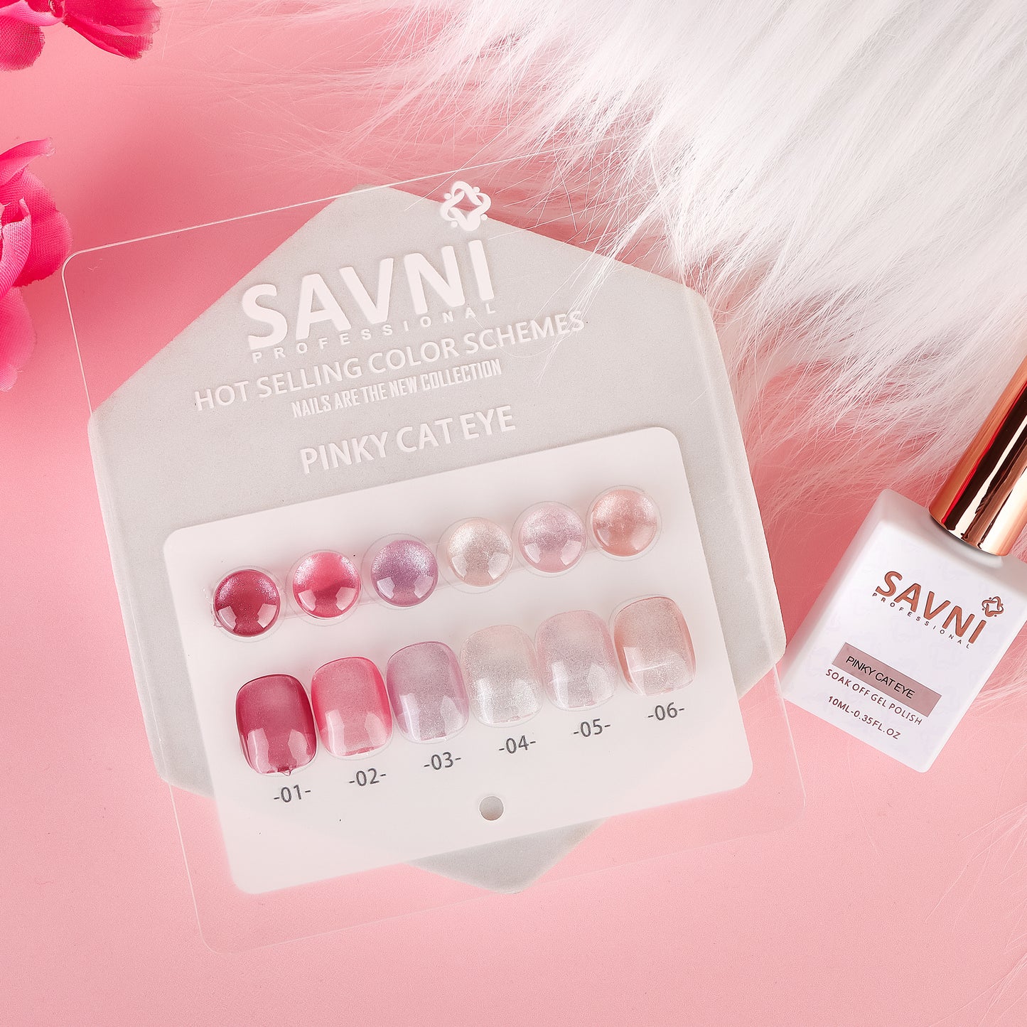 Savni Core-6 Pinky Cat Eye UV Gel Polish Set of 6 - 10ml each