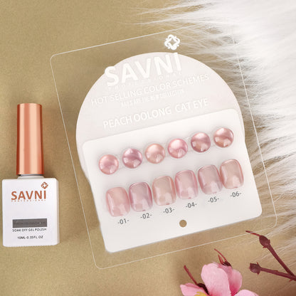 Savni Core - Peach oolong Cat Eye UV Gel Polish Kit, Set Of 6pcs-10ml Each