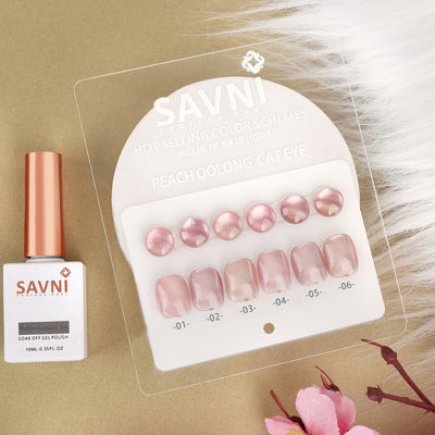 Savni Core - Peach oolong Cat Eye UV Gel Polish Kit, Set Of 6pcs-10ml Each