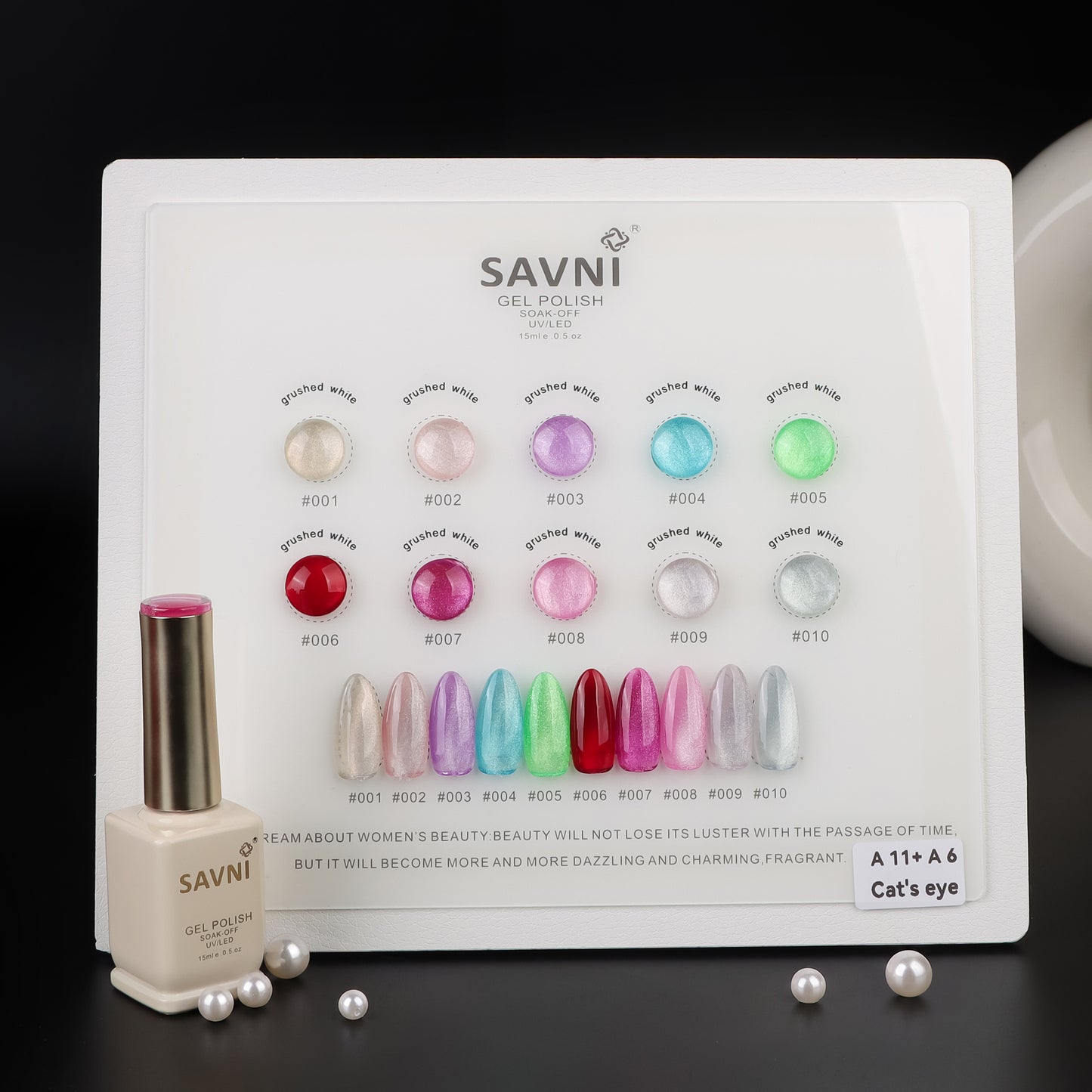Savni UV Gel Polish Kit Set 10 PCS, 15ml Each, Cat Eye, Model-A11