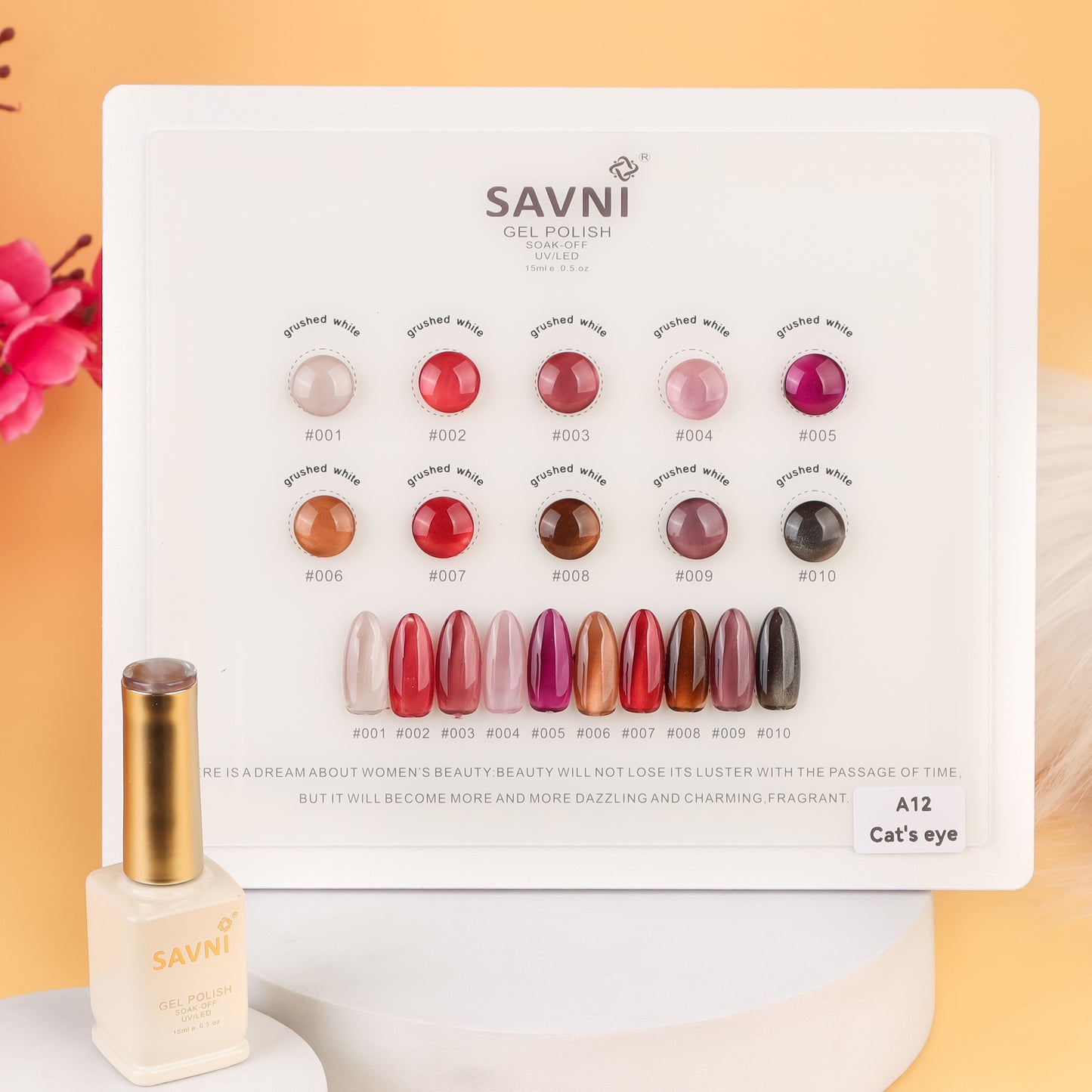 Savni UV Gel Polish Kit Set Of 10 PCS, 15ml Each, Cat Eye, Model-A12