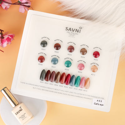 Savni UV Gel Polish Kit Set Of 10 PCS, 15ml Each, Cat Eye, Model-A02