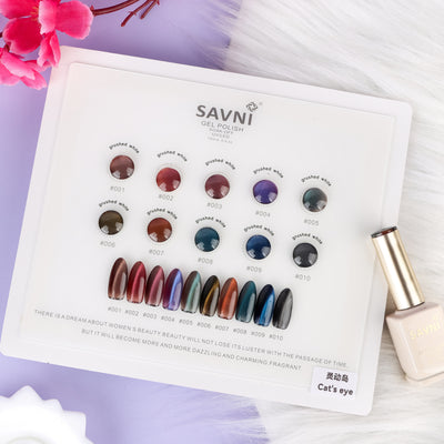 Savni UV Gel Polish Kit Set Of 10 PCS, 15ml Each, Cat Eye, Model-A06