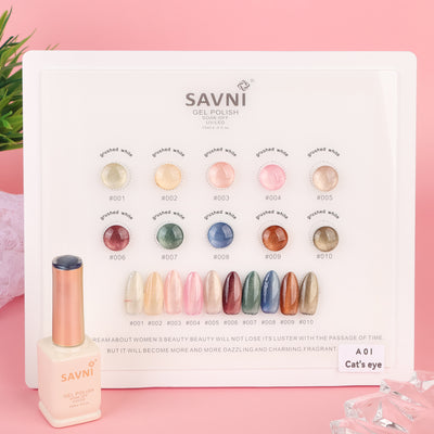 Savni UV Gel Polish Kit Set Of 10 PCS, 15ml Each, Cat Eye, Model-A01