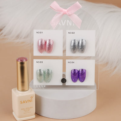Savni UV Gel Polish Kit Set Of 4 PCS, 15ml Each, Glitter, Model-D