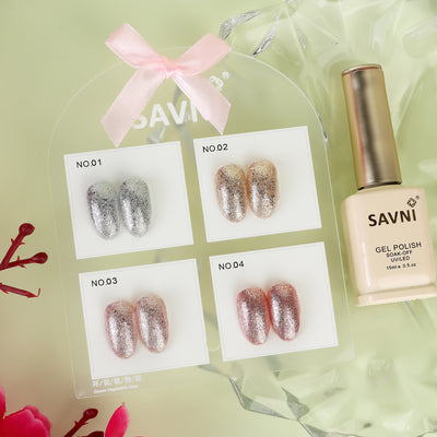 Savni UV Gel Polish KIt Set Of 4 PCS, 15ml Each, Glitter, Model-C