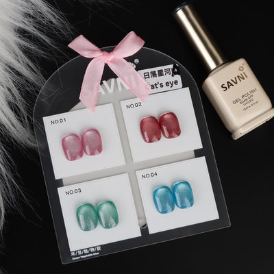 Savni UV Gel Polish Kit Set Of 4 PCS, 15ml Each, Cat Eye, Model-A