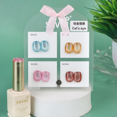 Savni UV Gel Polish Kit Set Of 4 PCS, 15ml Each, Glitter Cat Eye, Model-4002