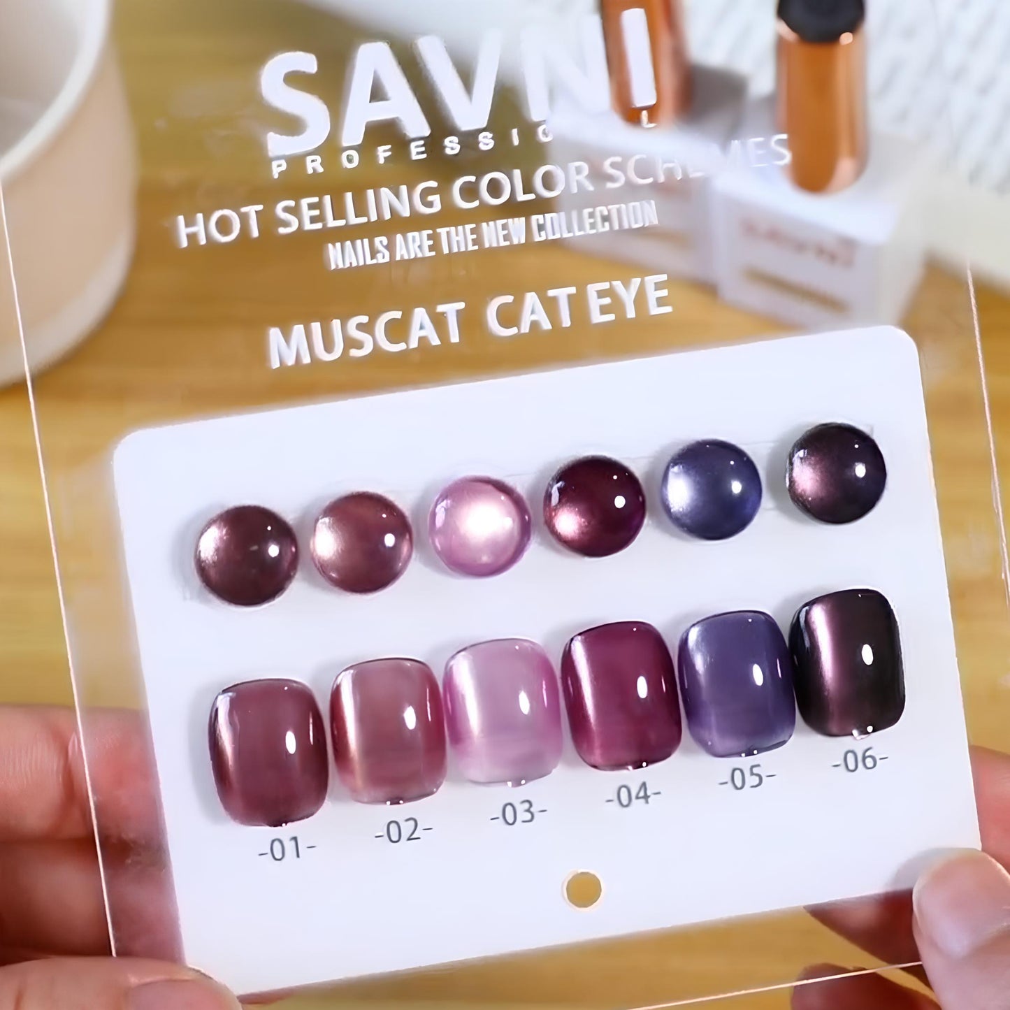 Savni Core - Muscat Cat Eye UV Gel Polish Kit, Set Of 6pcs-10ml Each
