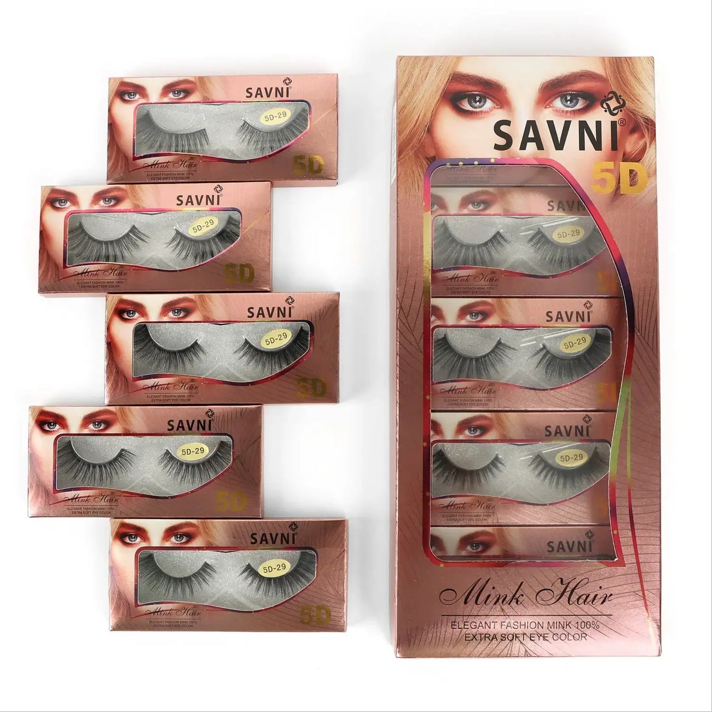 Savni 5D Professional Temporary Mink Hair Eyelash Extension 10 pairs Model 5D-29
