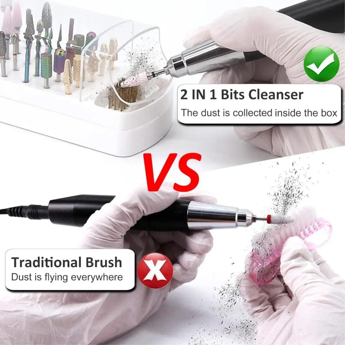 2 in 1 Nail Drill Bits Organizer Case with Nail Drill Bits Cleaning Brush (Drill Bits not included)