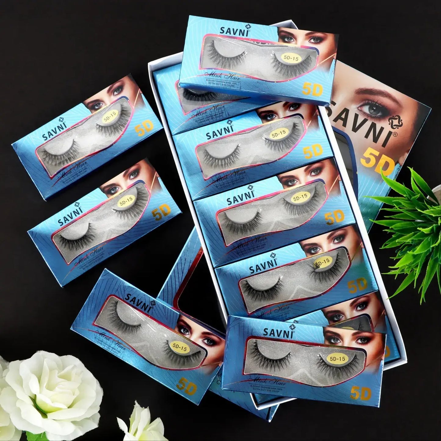 Savni 5D Professional Temporary Mink Hair Eyelash Extension 10 pairs Model 5D-15