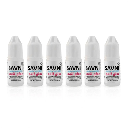 Savni Professional Nail Glue for Extensions, Press On Nails & Accessories - Pack of 6 (3 gram each)
