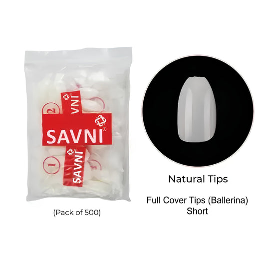 Savni E8 Short Full Cover Ballerina Natural Tips - 500 pcs