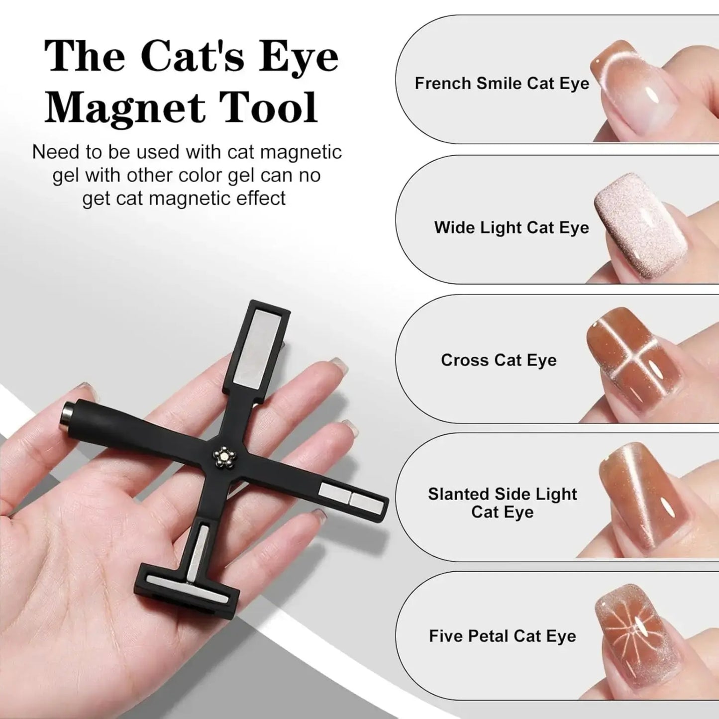 Cat Eye Magnet Tool - 5 in 1 - Round, T Shape, Flower, Square & Spliced