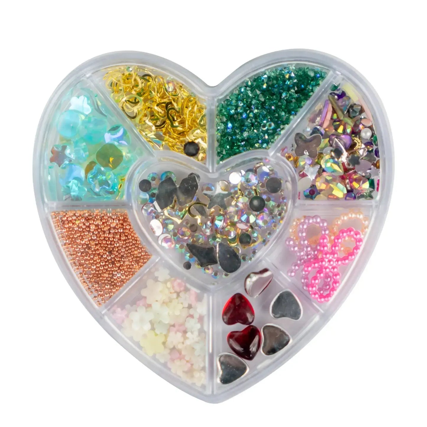 Rhinestones Caviar Pearls Accessories Stones Accessories Mix in Heart Storage Box