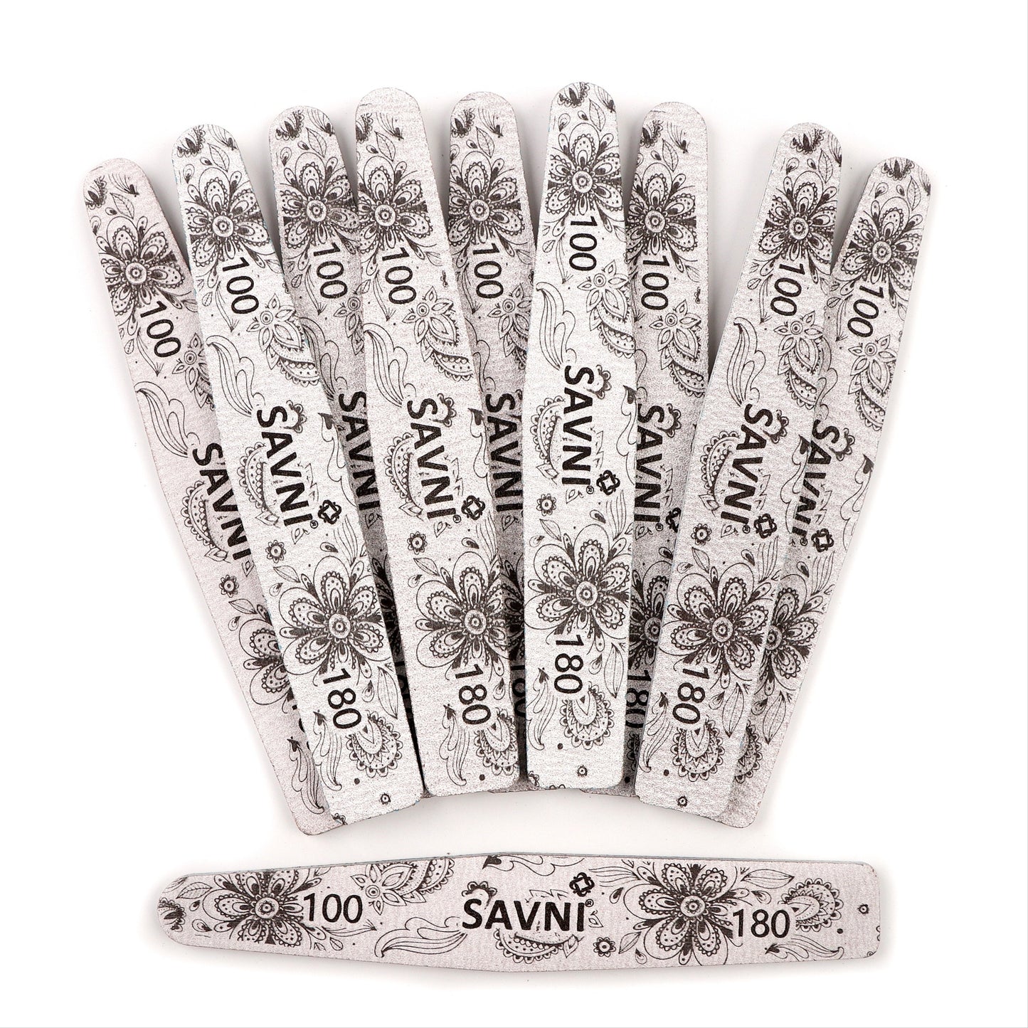 Savni Grey Designer Filers 100/180 Grit - Pack of 12 (Assorted Shapes)