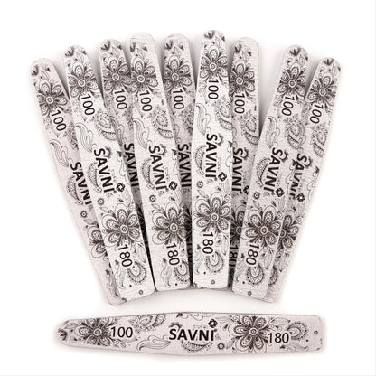 Savni Grey Designer Filers 100/180 Grit - Pack of 12 (Assorted Shapes)
