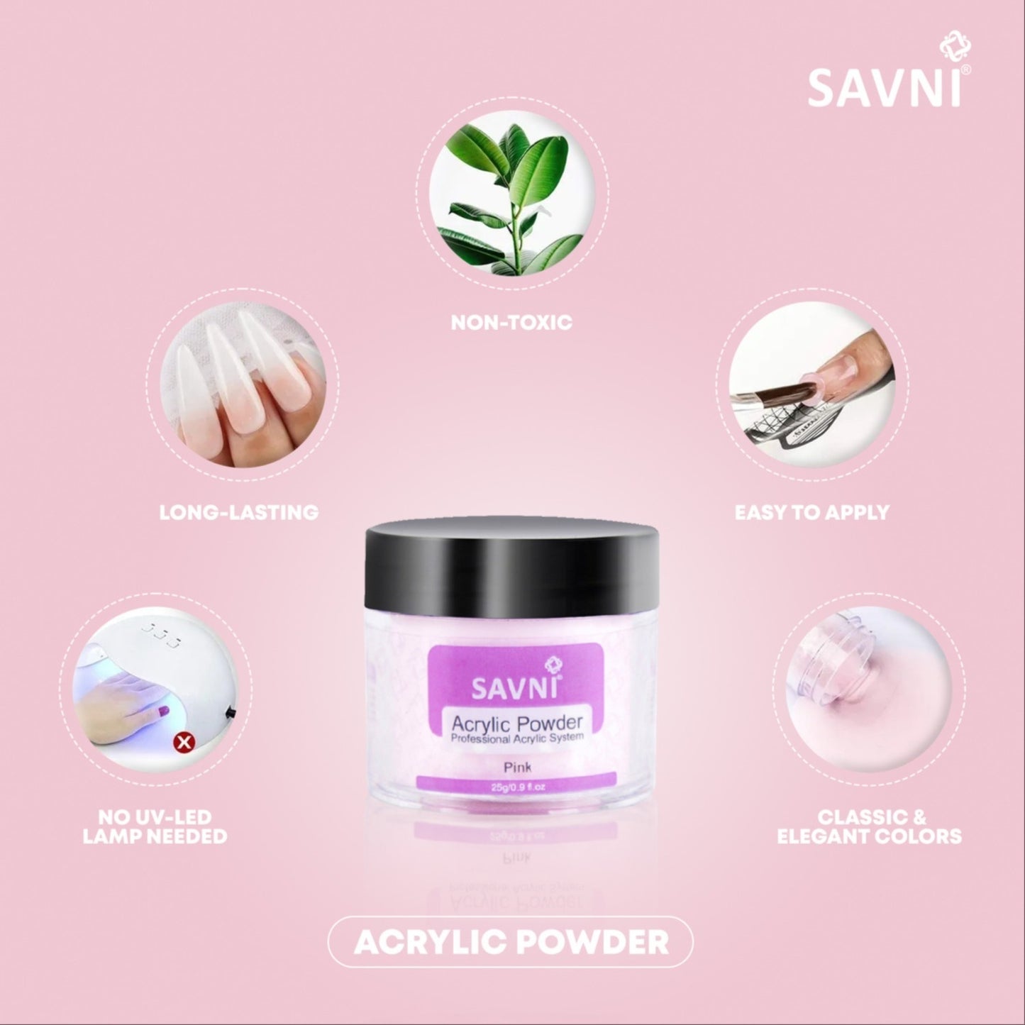 Savni 25g Pink Professional Extension Acrylic Powder