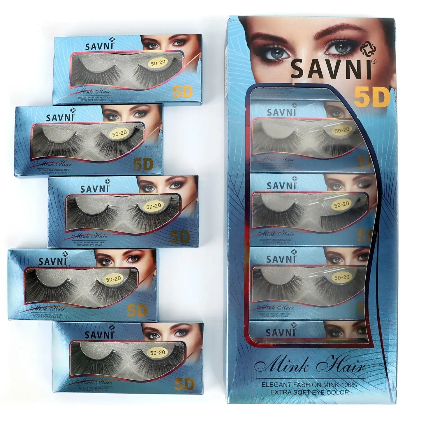Savni 5D Professional Temporary Mink Hair Eyelash Extension 10 pairs Model 5D-20