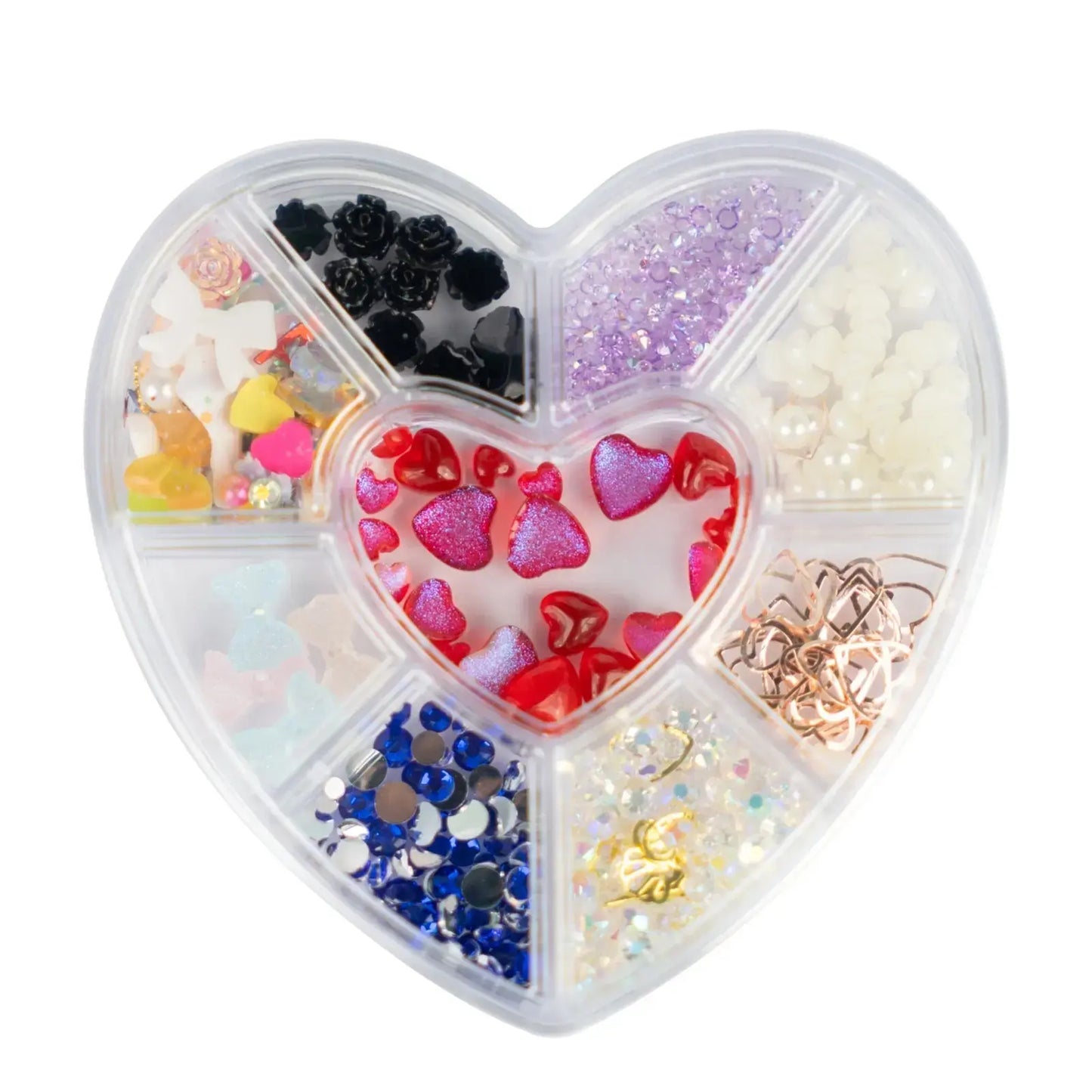 Rhinestones Caviar Pearls Accessories Stones Accessories Mix in Heart Storage Box