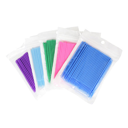Cotton Swab Eyelash Micro Stick Applicators & Cleaners 100 Pieces - Assorted Color