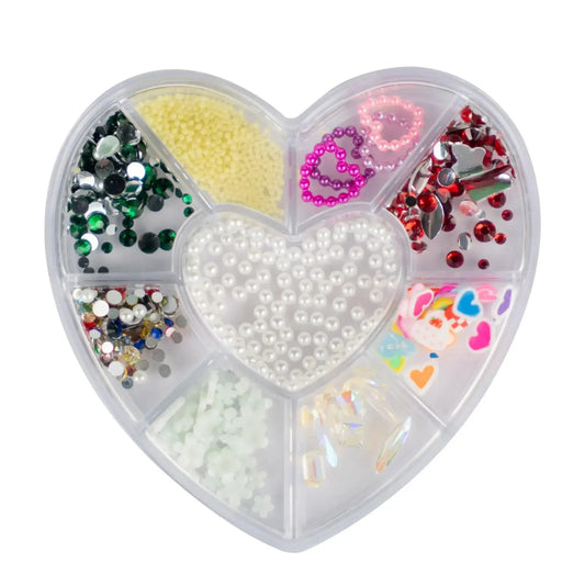 Rhinestones Caviar Pearls Accessories Stones Accessories Mix in Heart Storage Box