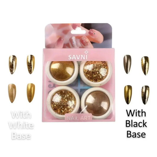 Dull & Dark Gold Chrome & Flakes - Set of 4