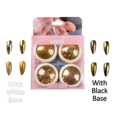 Dull & Dark Gold Chrome & Flakes - Set of 4