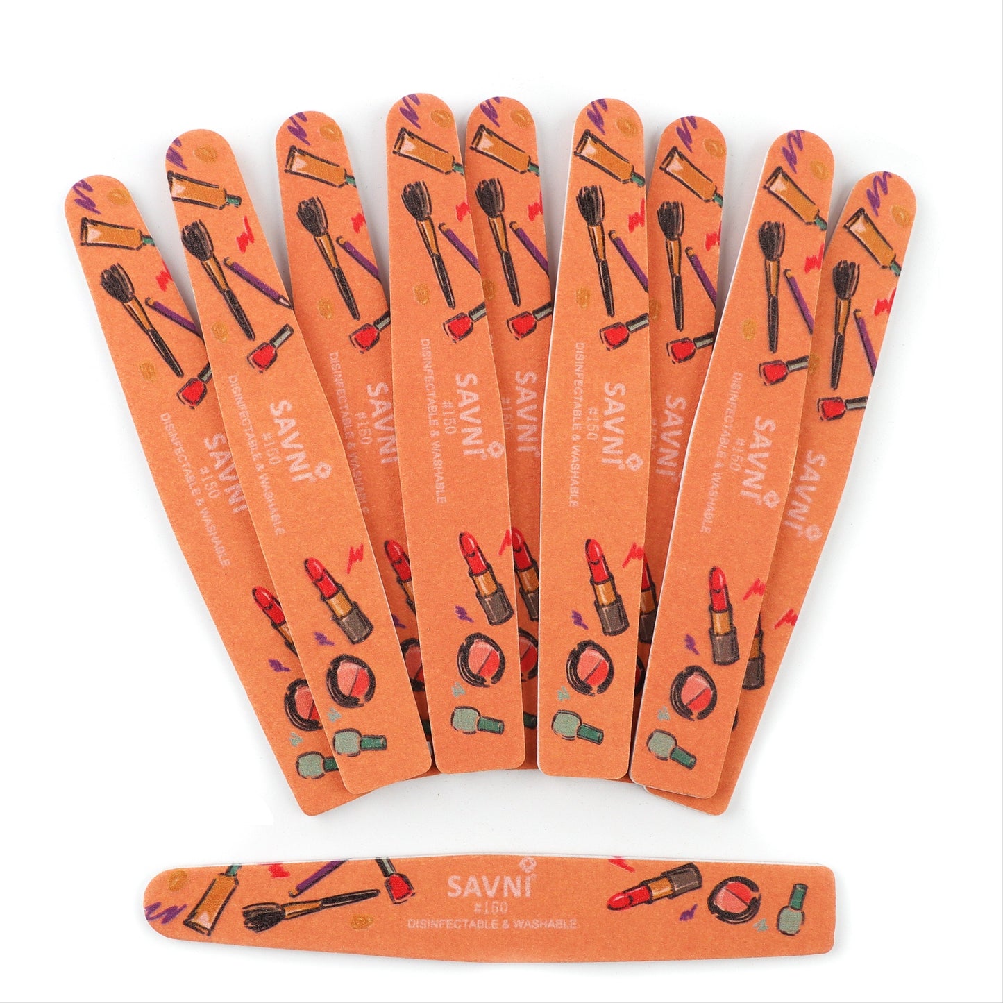 Savni Colored Designer Washable Nail Filers 150/150 Grit - Pack of 12 (Assorted Shape)
