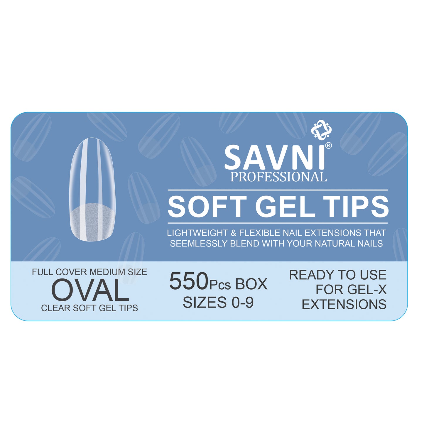 Savni Soft Gel Tips / Gel-X Extension Tips, 550 Pcs