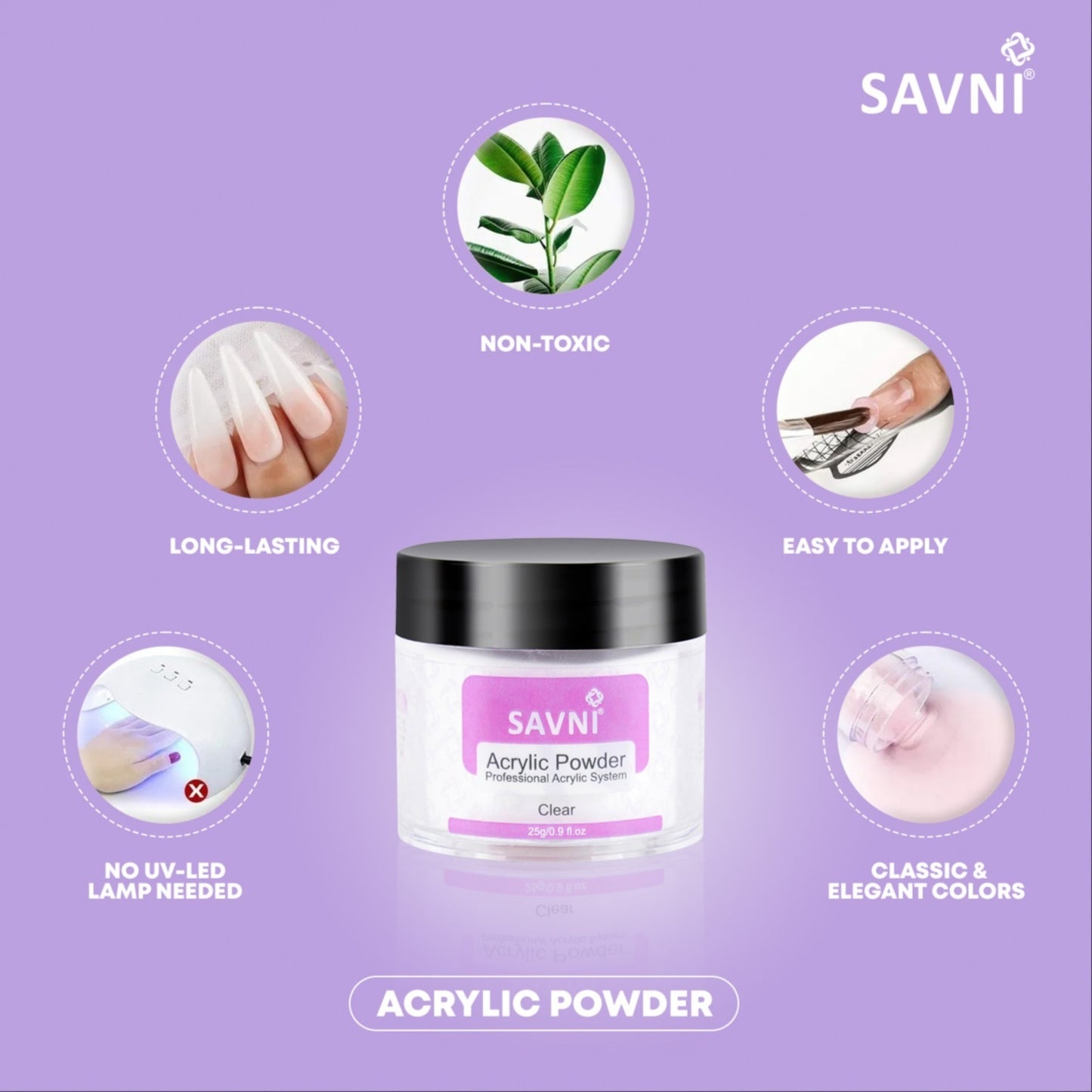 Savni 25g Clear Acrylic Powder Kit
