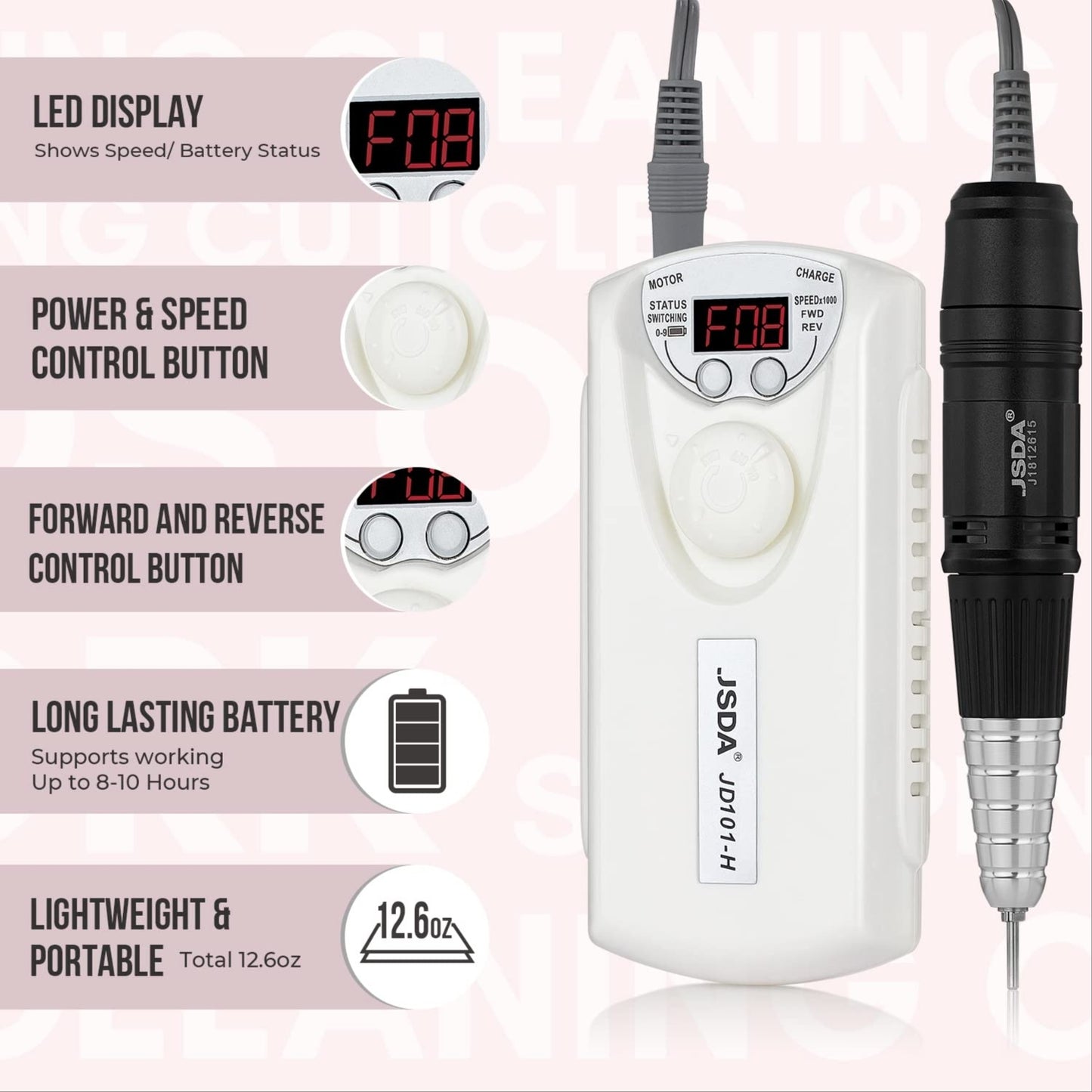 30000RPM DM-101 Portable Rechargeable Cordless Nail Drill