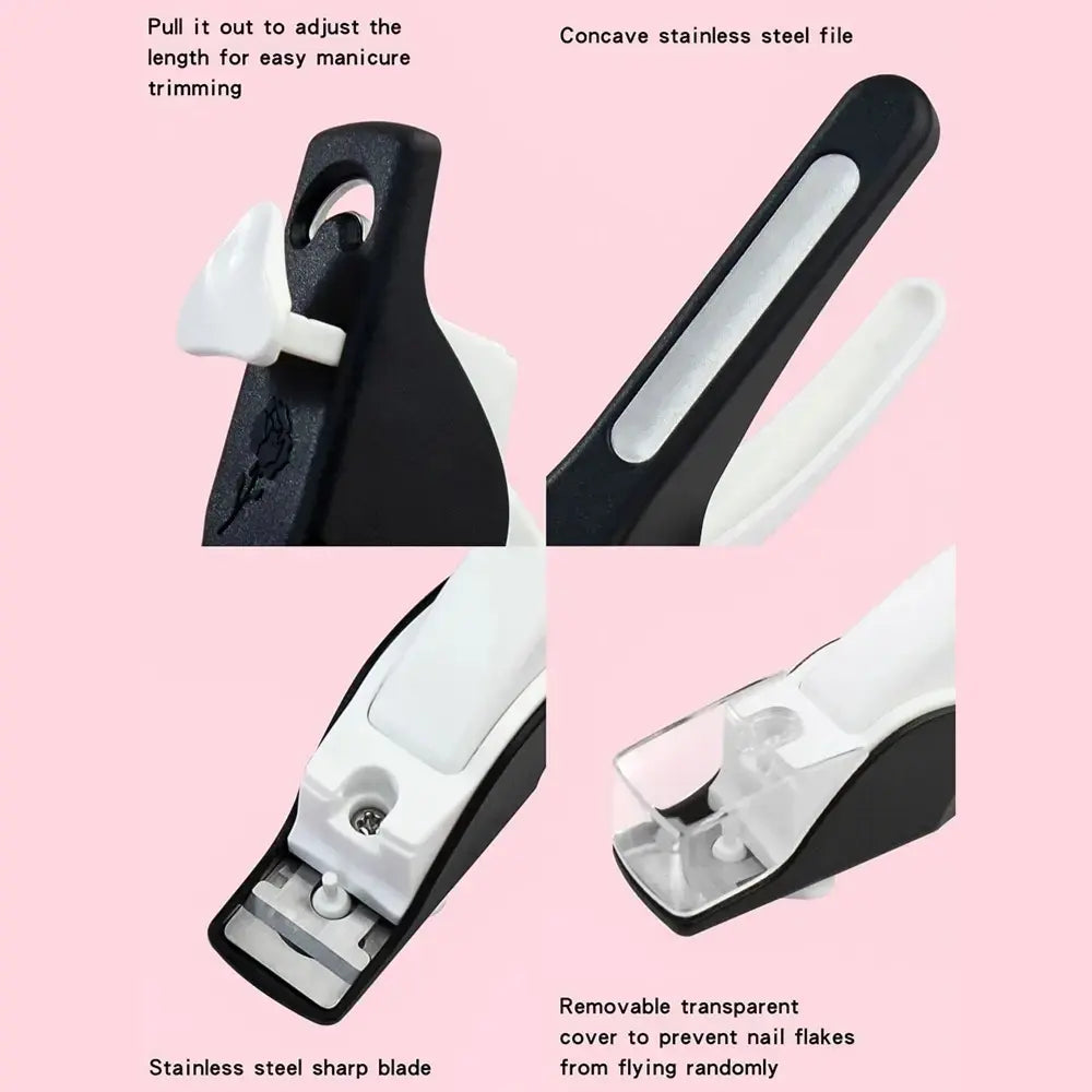Premium Plastic Fake Nail Tip Cutter with Built In Nail Polisher