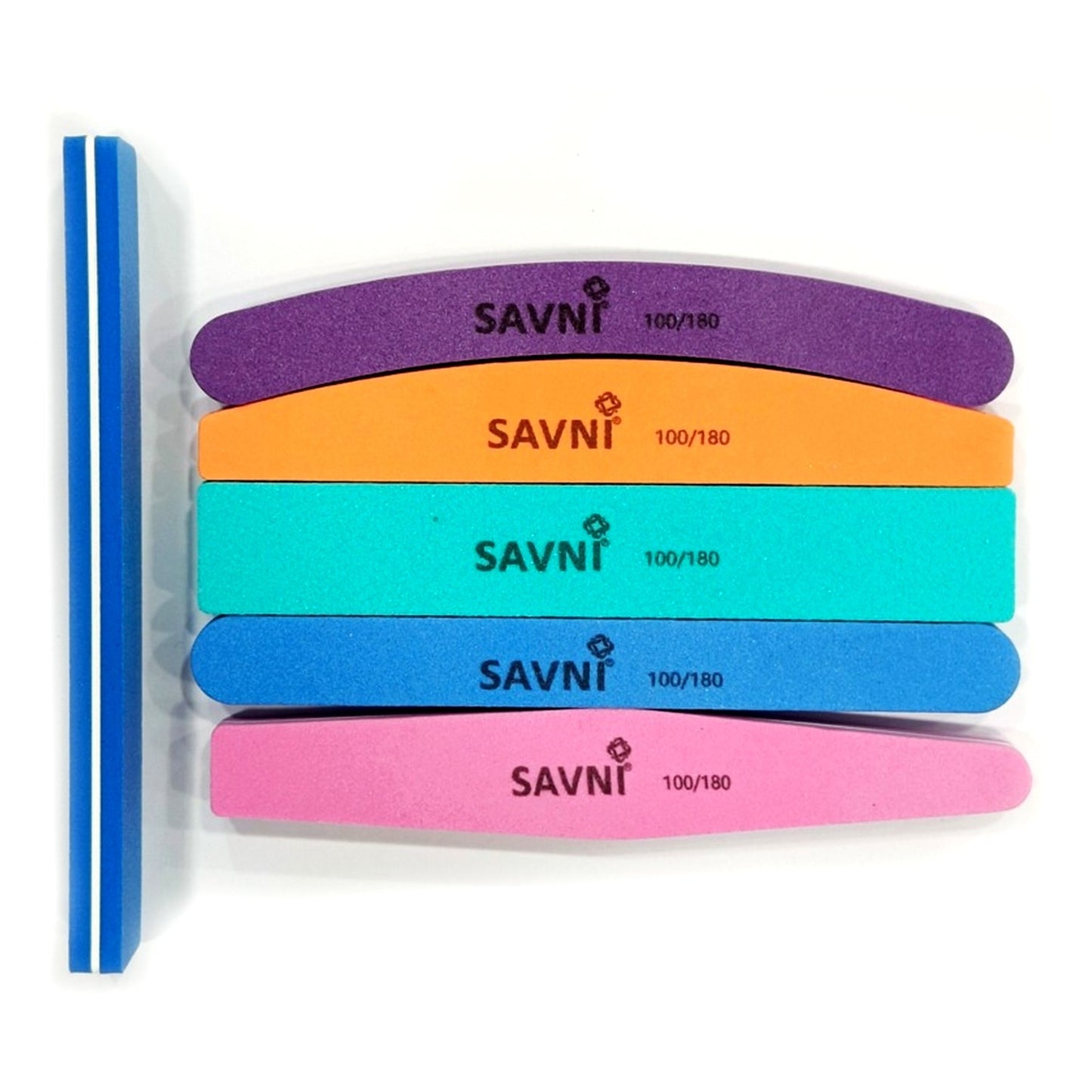Savni Soft Nail Buffers - 100/180 Grit, Set of 6 (Assorted Shape)