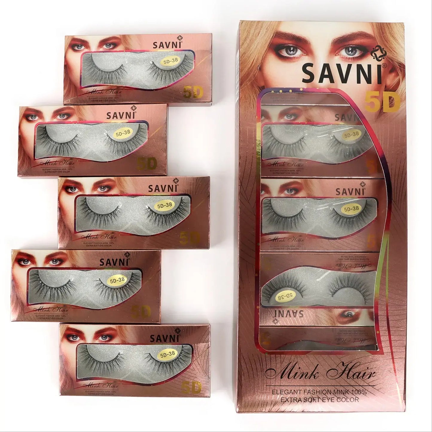Savni 5D Professional Temporary Mink Hair Eyelash Extension 10 pairs Model 5D-38