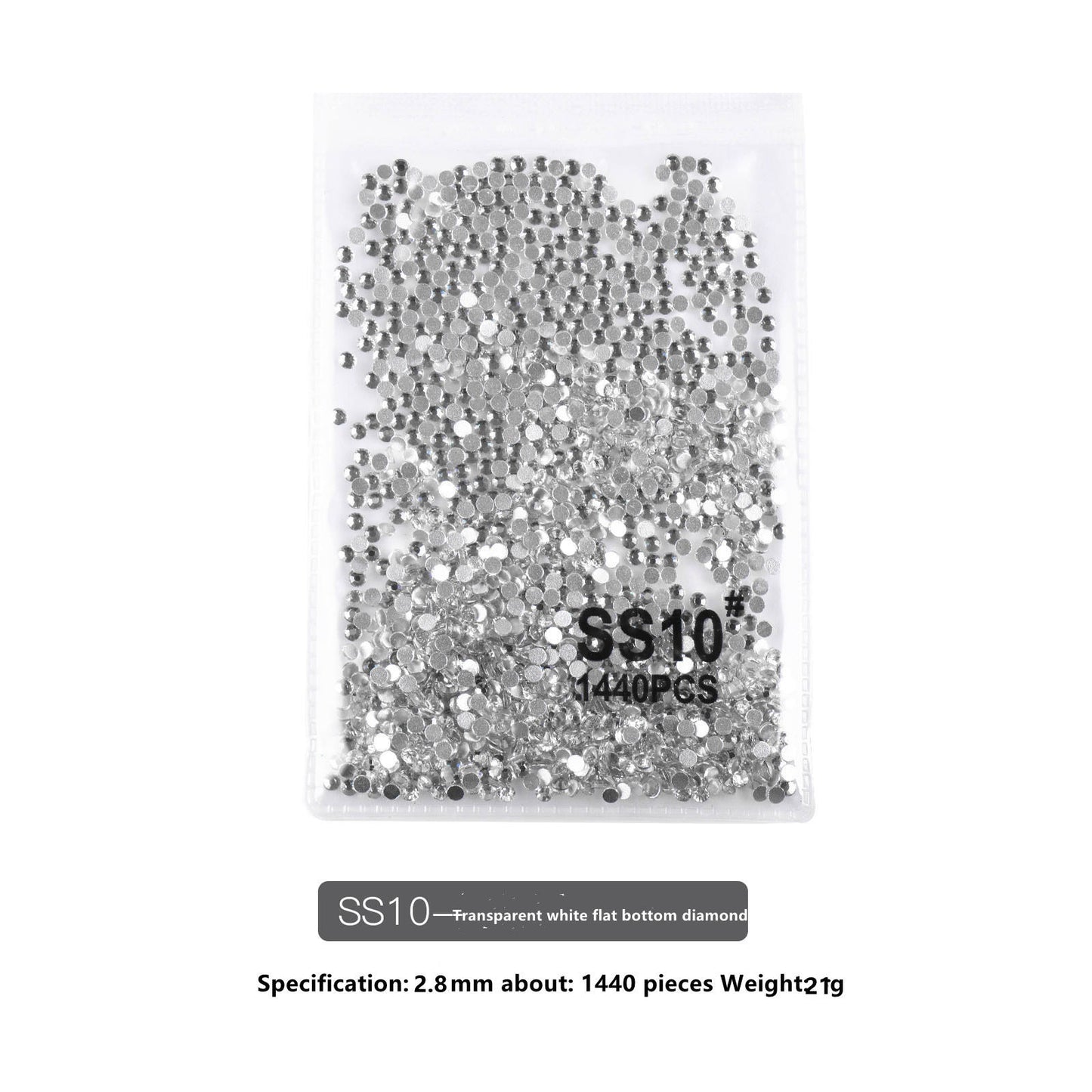 SS Flat Rhinestone - White