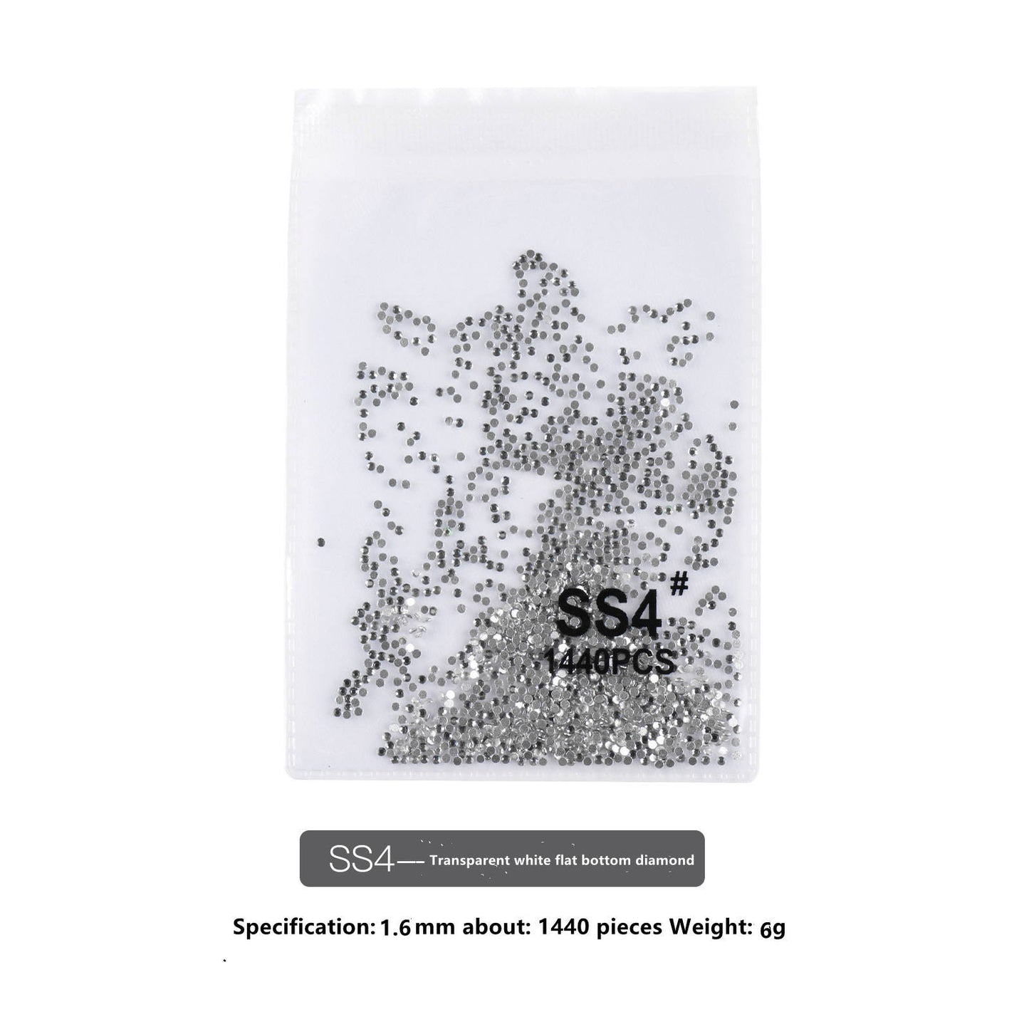 SS Flat Rhinestone - White