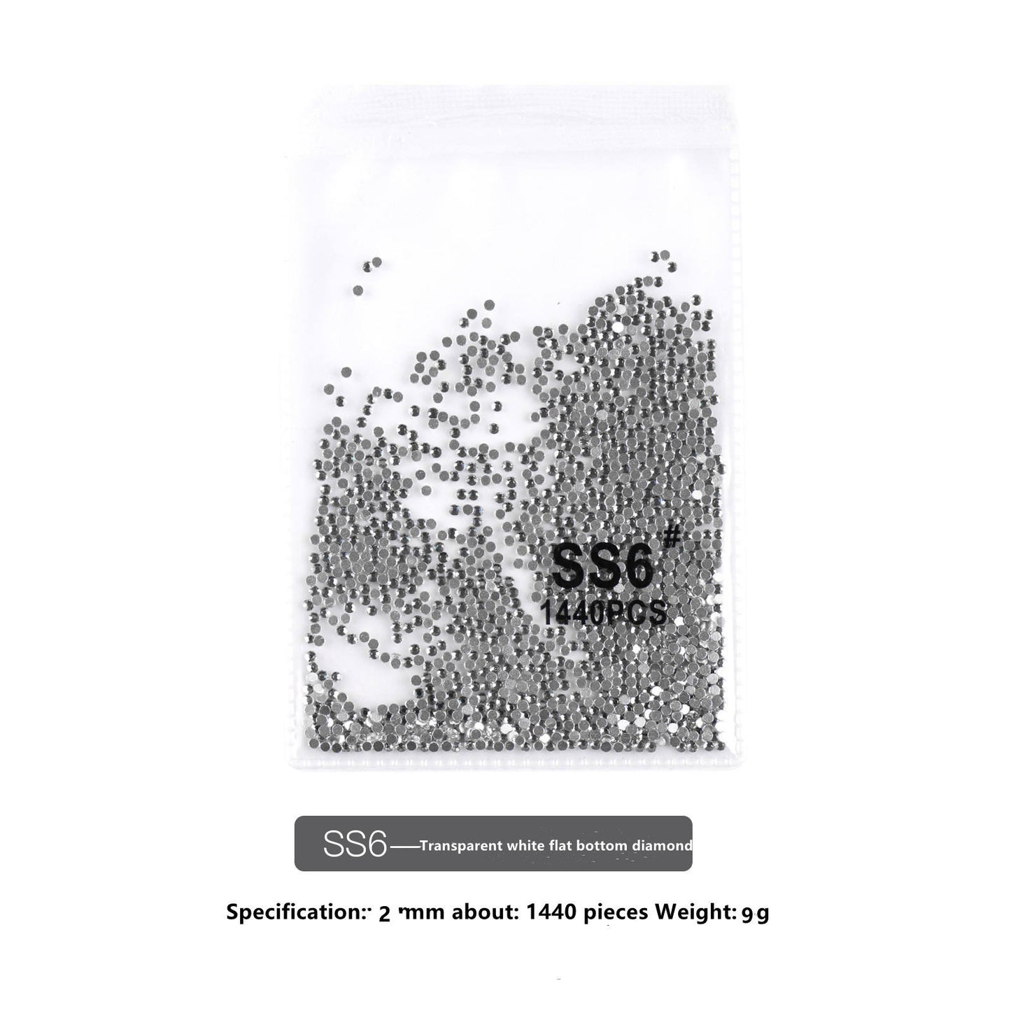 SS Flat Rhinestone - White