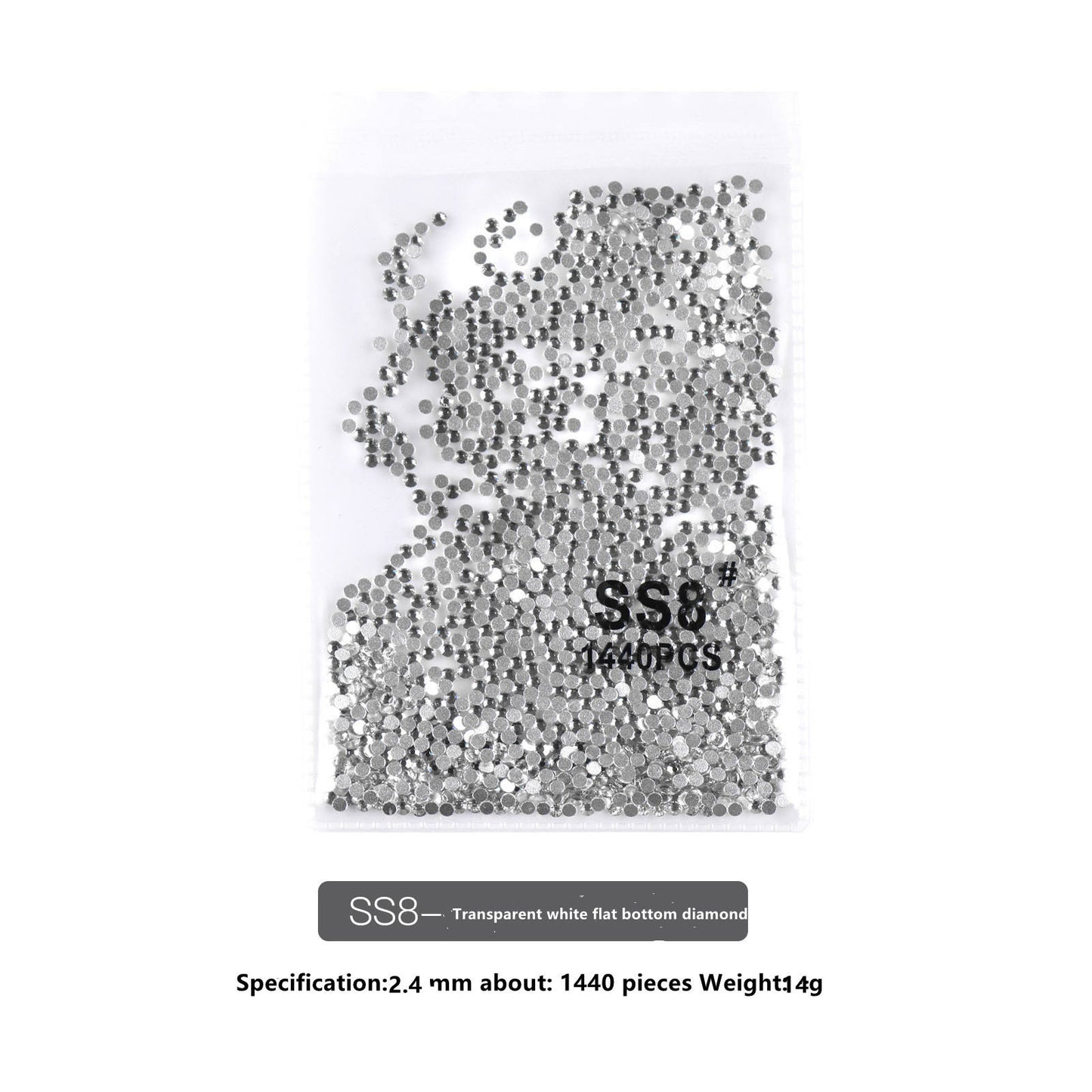 SS Flat Rhinestone - White