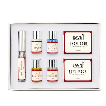 Savni Lash Lift Kit, Salon Semi-Permanent Curling Eyelash Perm Kit with Lash Shields, Eye Gel Pads and Brushes
