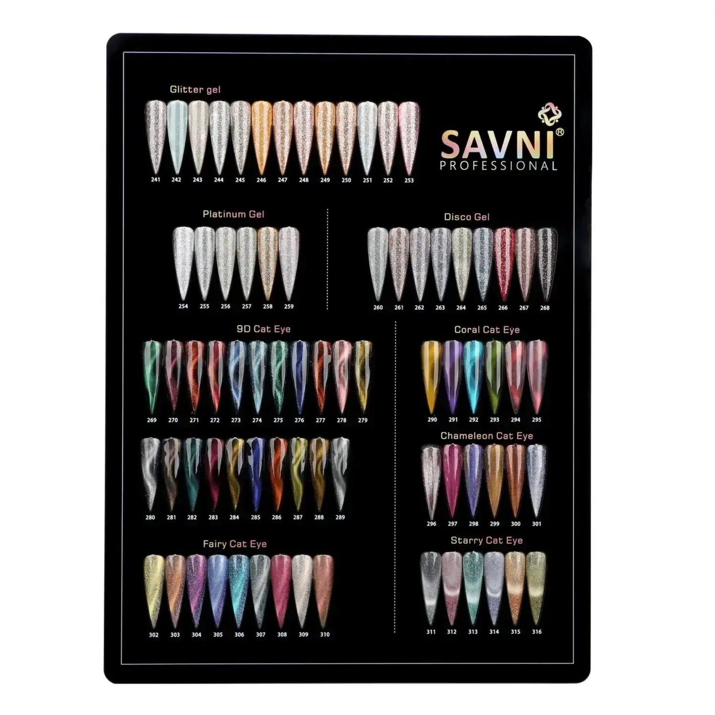 Savni Glitter & Cat Eye Polish Shade Card